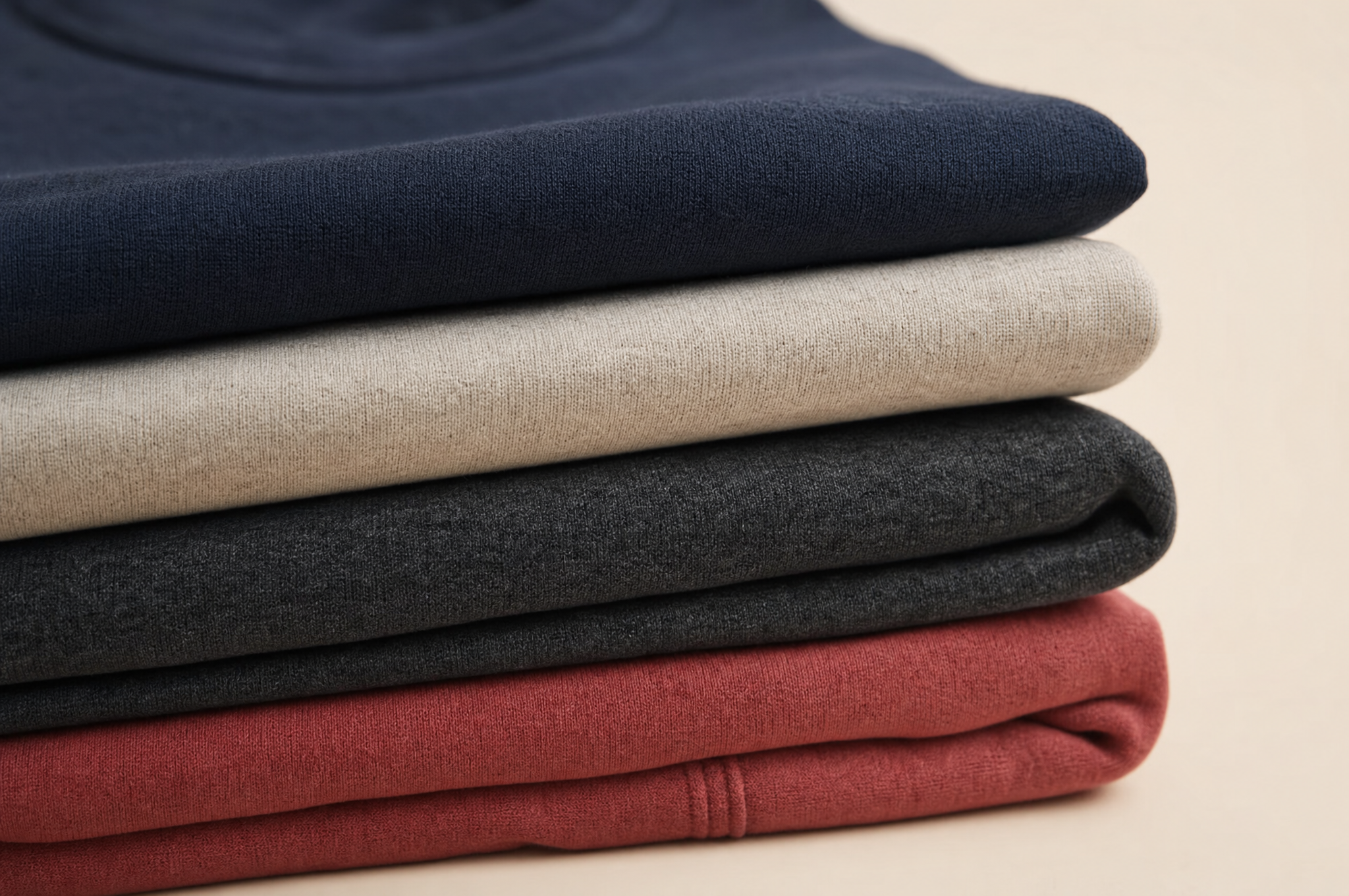 Stack of heavyweight cotton t-shirts